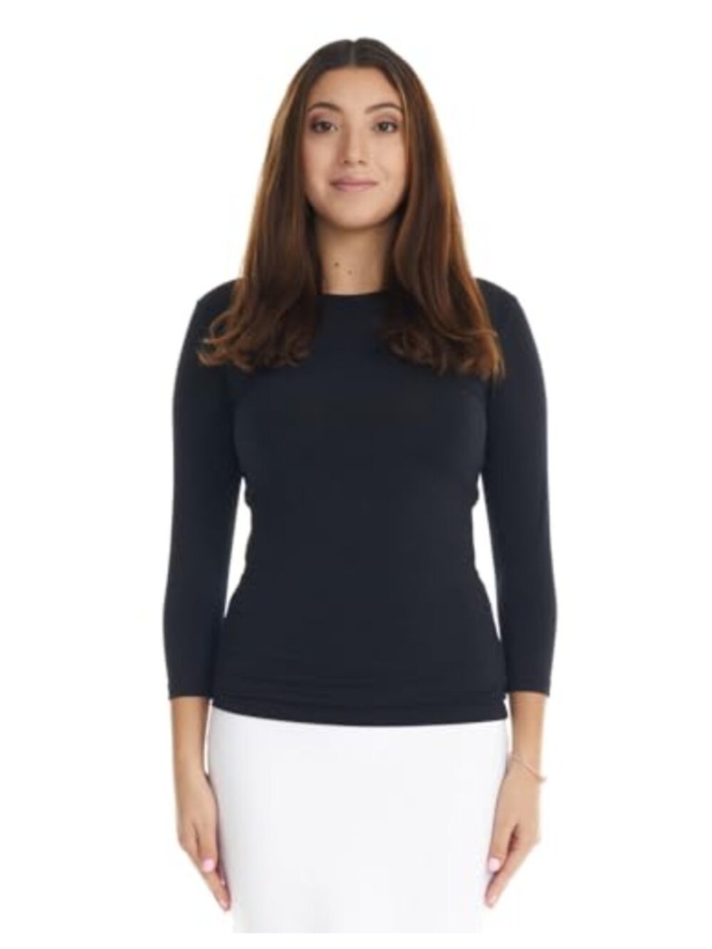 Esteez 3/4 Sleeve Crew Neck Slinky Fitted Base Layer Tee